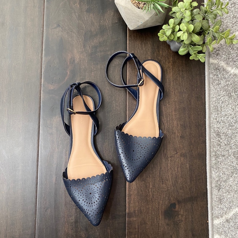 Old navy ankle strap flats cut out design